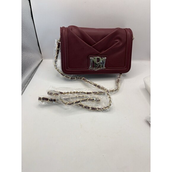 Nwt Badgley Mischka Wine Pleated Vegan Leather Small  Cross Body Bag - Picture 6 of 6